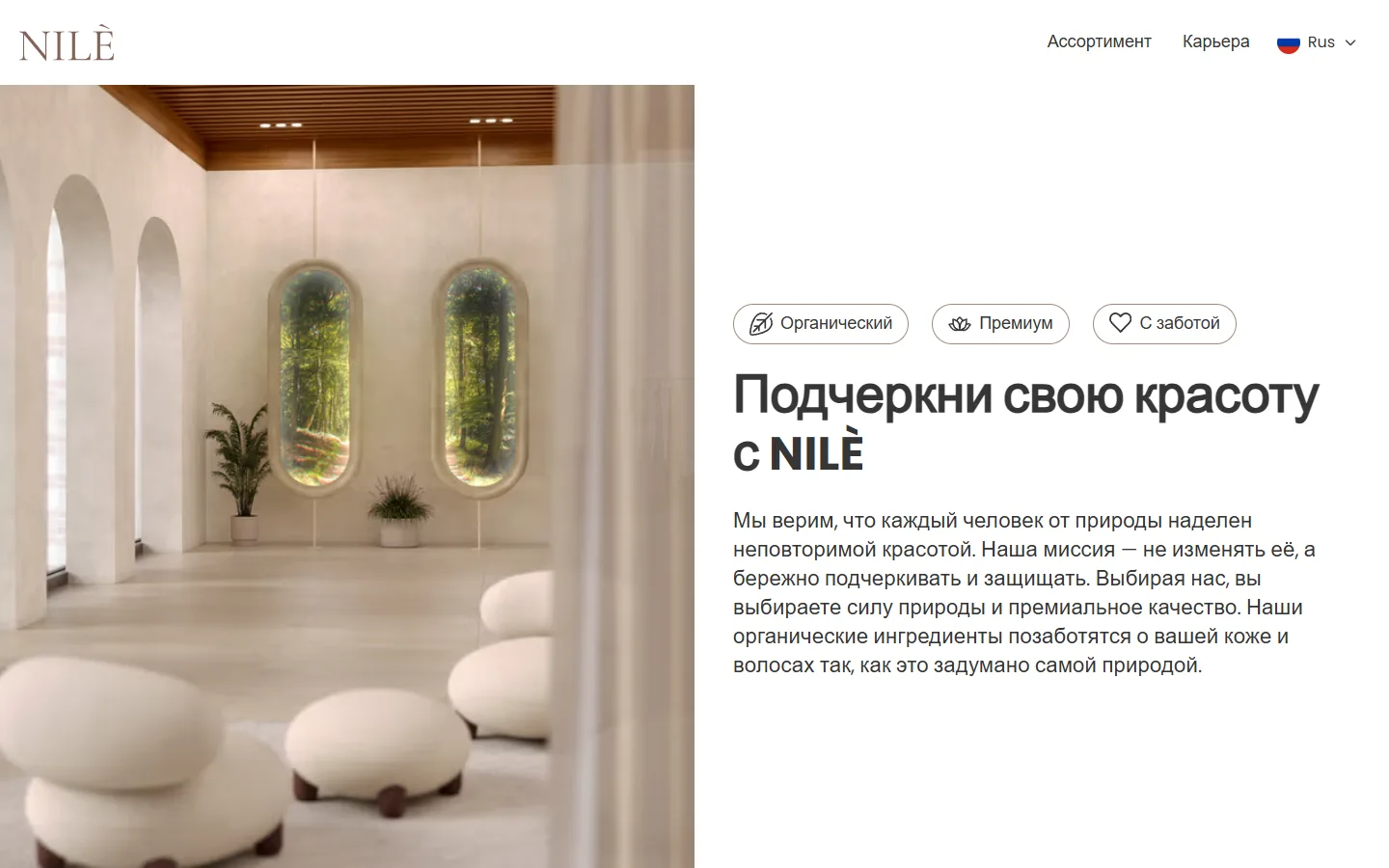 Nilè Cosmetics desktop screenshot